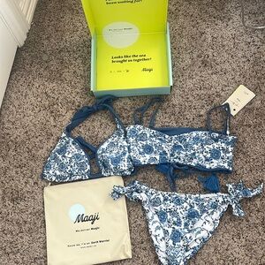 Maaji Blue and White Floral reversible swimsuit